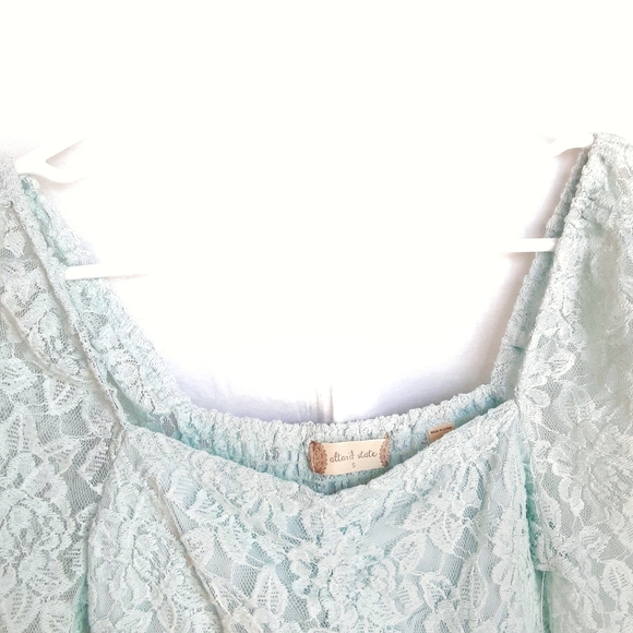 ALTAR'D STATE Precilla Floral Lace Square Neckline Frilled Blouse Size Small - Picture 4 of 12
